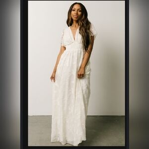 Evelyn Smocked Maxi Dress | Off White - XL, Baltic Born